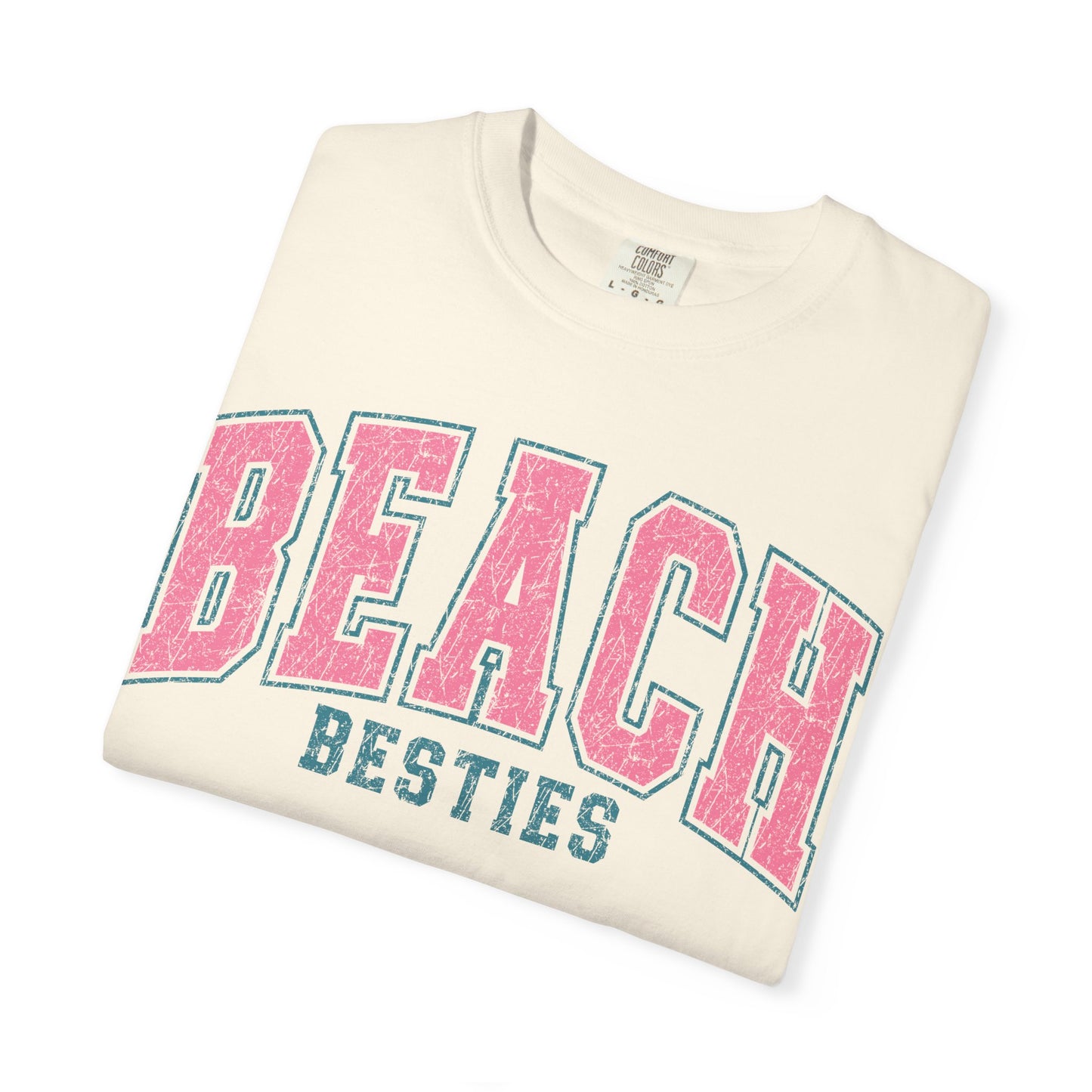 Beach Besties T-Shirt – Retro Pink Collegiate Summer Tee