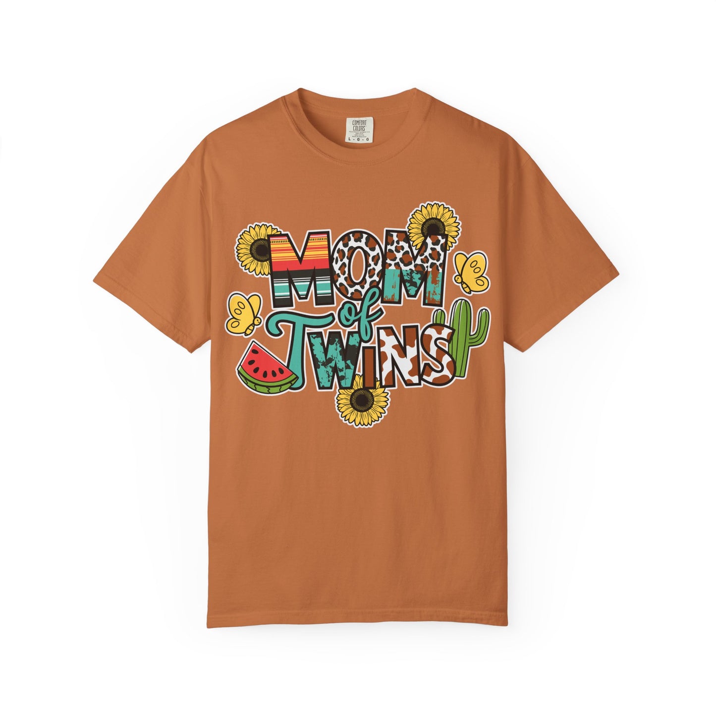 Western 'Mom of Twins' T-shirt with Sunflowers and Cactus