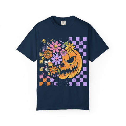 Festive Halloween T-Shirt, Vintage Spooky Tee, Fall Floral Design, Unisex Ghost Shirt, Halloween Party Wear, Autumn Gift