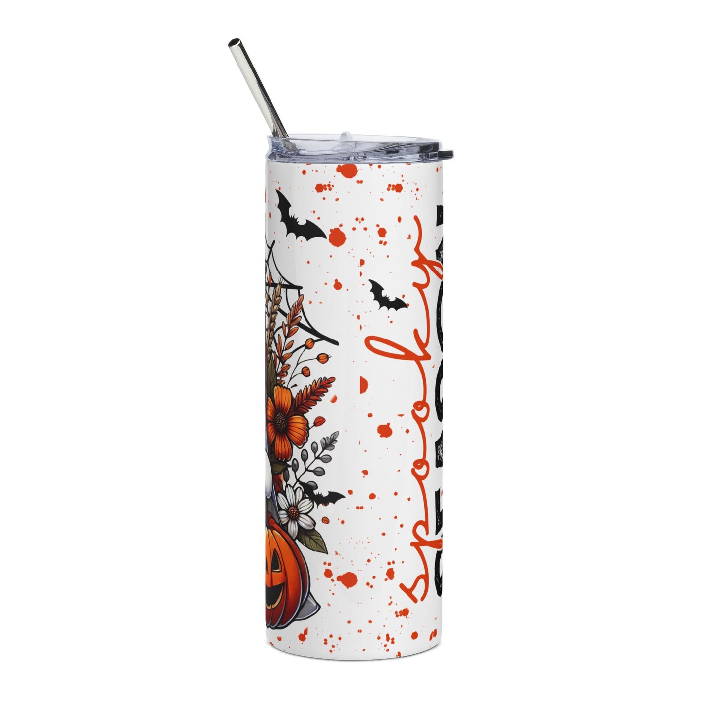 Halloween-themed Stainless Steel Tumbler, Spooky Season Drinkware, Ghost Design, Fall Coffee Cup, Trick or Treat Mug
