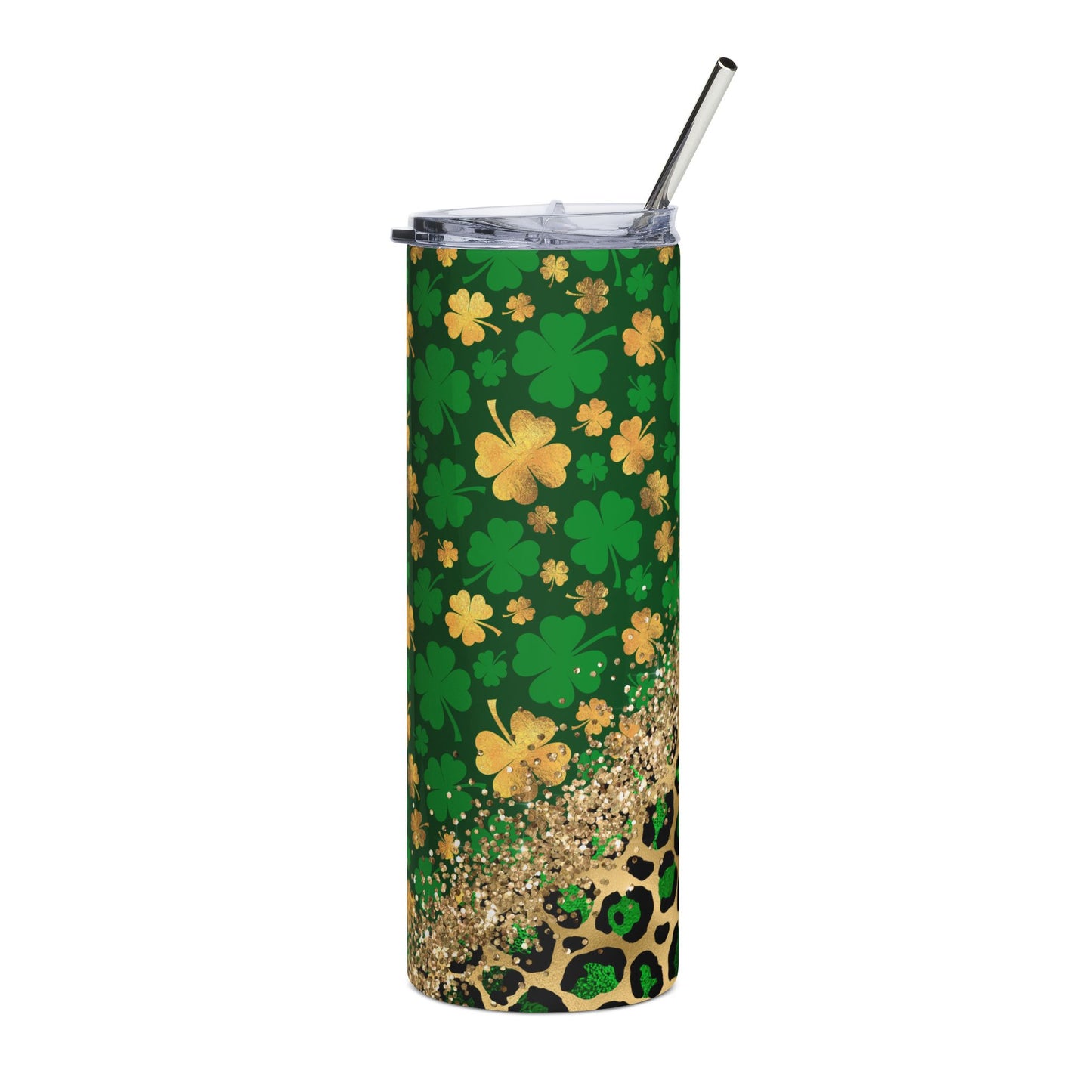 Stainless Steel Tumbler with Shamrocks and Leopard Print, 20oz Travel Mug, St. Patrick's Day Gift, Eco-Friendly Drinkware, Trendy [...]