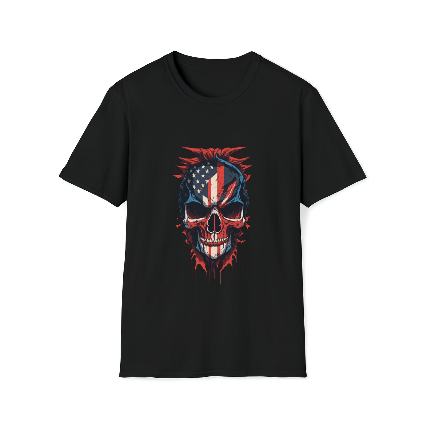 Red White Blue Skull - Unisex Softstyle T-Shirt