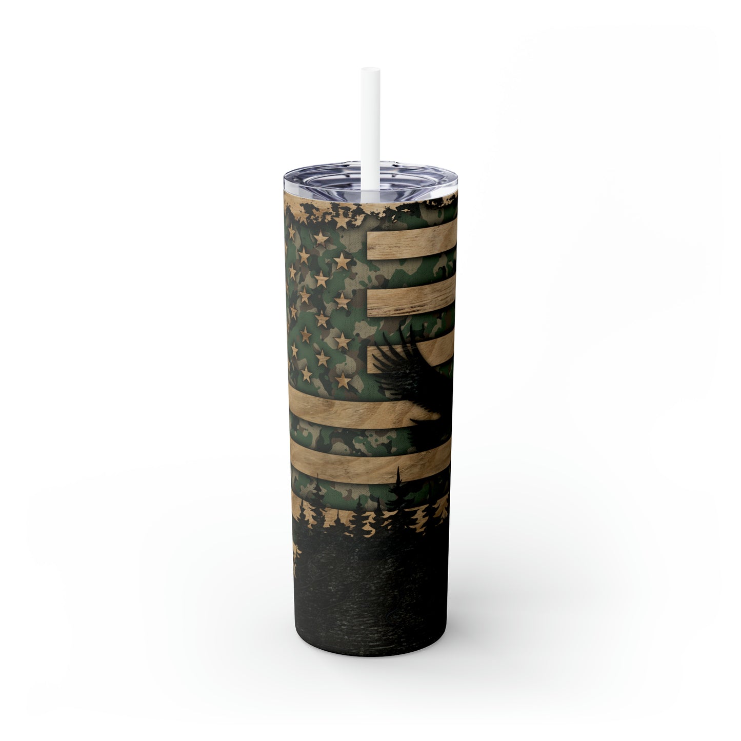 Patriot Eagle - Skinny Tumbler with Straw, 20oz
