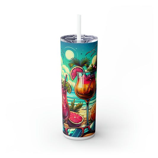 Vacation Skinny Tumbler with Straw, 20oz