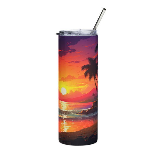 Tropical Sunset Stainless Steel Tumbler, 20oz | Beach Lover Gift, Eco-Friendly Drinkware, Summer Party Essentials, Travel Mug, [...]