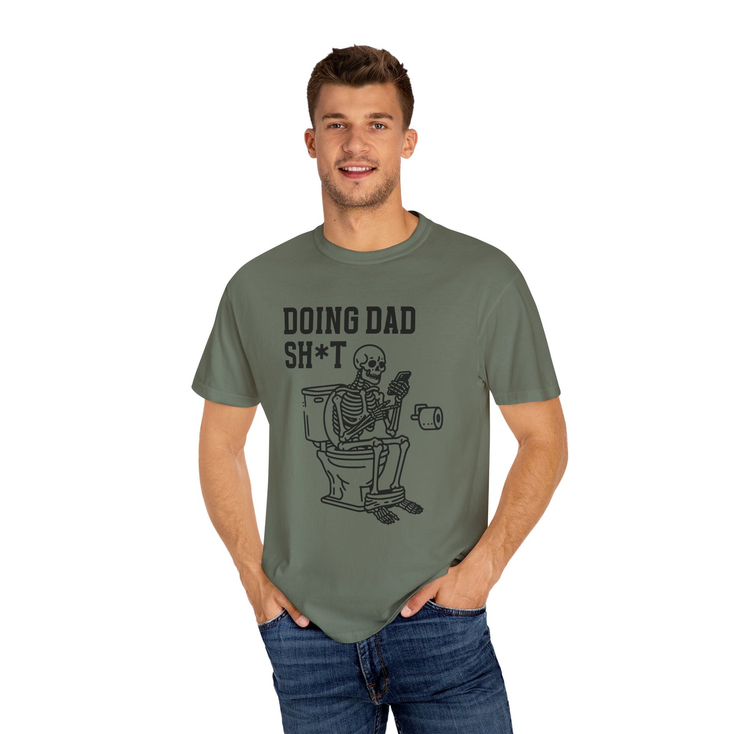 Humorous Dad T-Shirt, Skeleton Fun Tee, Laugh Gifts for Father’s Day, Men’s Casual Shirt, Parenting Humor Apparel