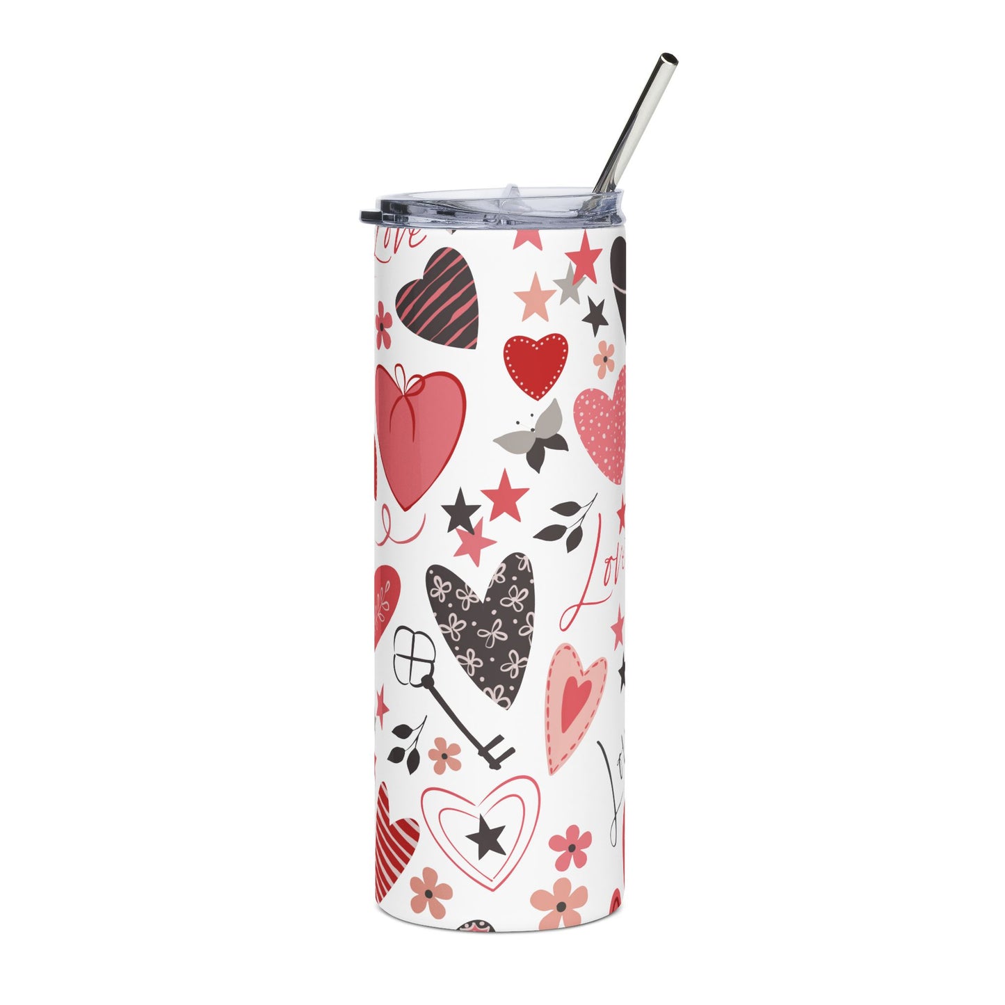 Valentine's Day Heart Stainless Steel Tumbler, 20oz | Love Themed Travel Mug | Gift for Him or Her | Couples Tumbler | Holiday Drinkware