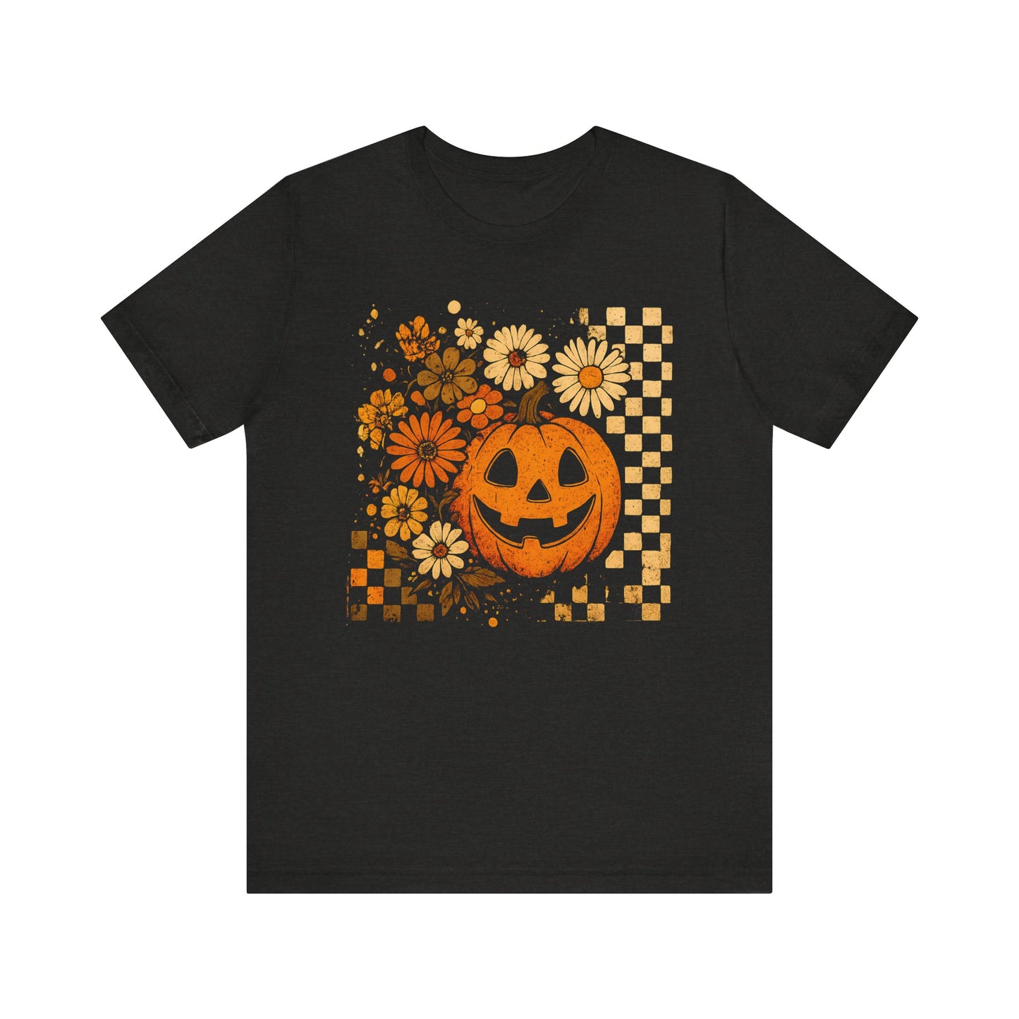 Halloween Floral Pumpkin Tee, Unisex T-shirt for Fall Celebrations, Spooky Season Shirt, Halloween Party Attire, Trick or Treat Apparel