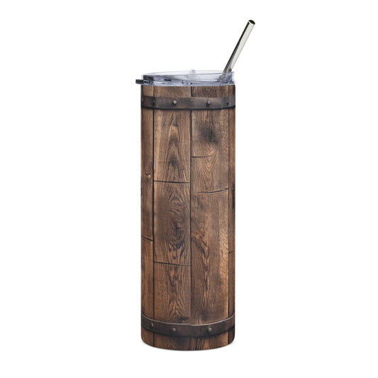 Rustic Wood Grain Stainless Steel Tumbler | 20oz Insulated Travel Mug for Coffee, Tea, Gifts, Home, Outdoor Adventures