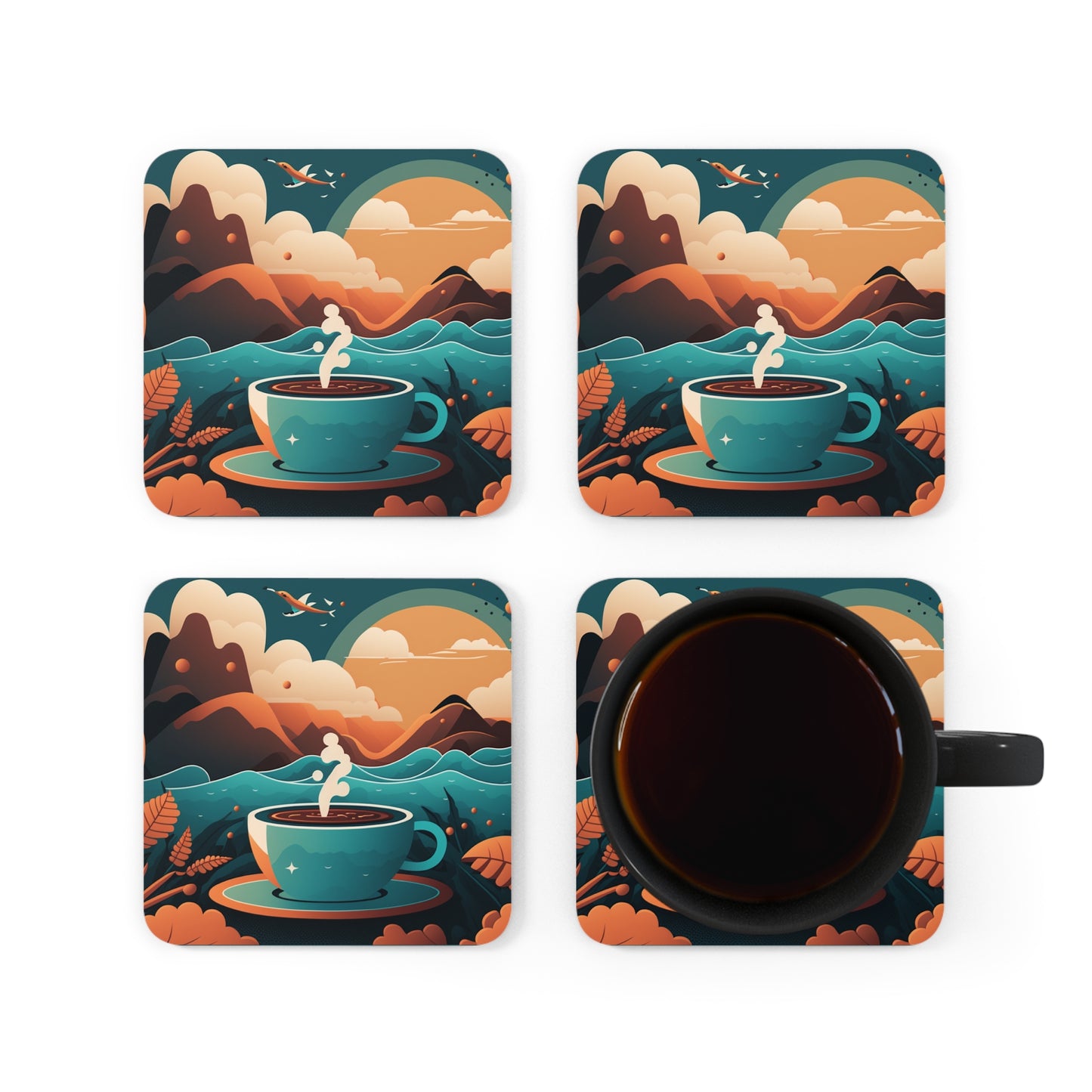 Coffee Art - Corkwood Coaster Set