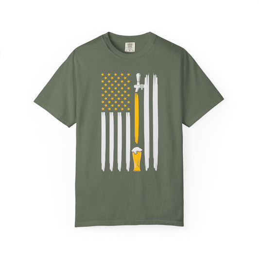 Beer Lover T-Shirt with American Flag Design