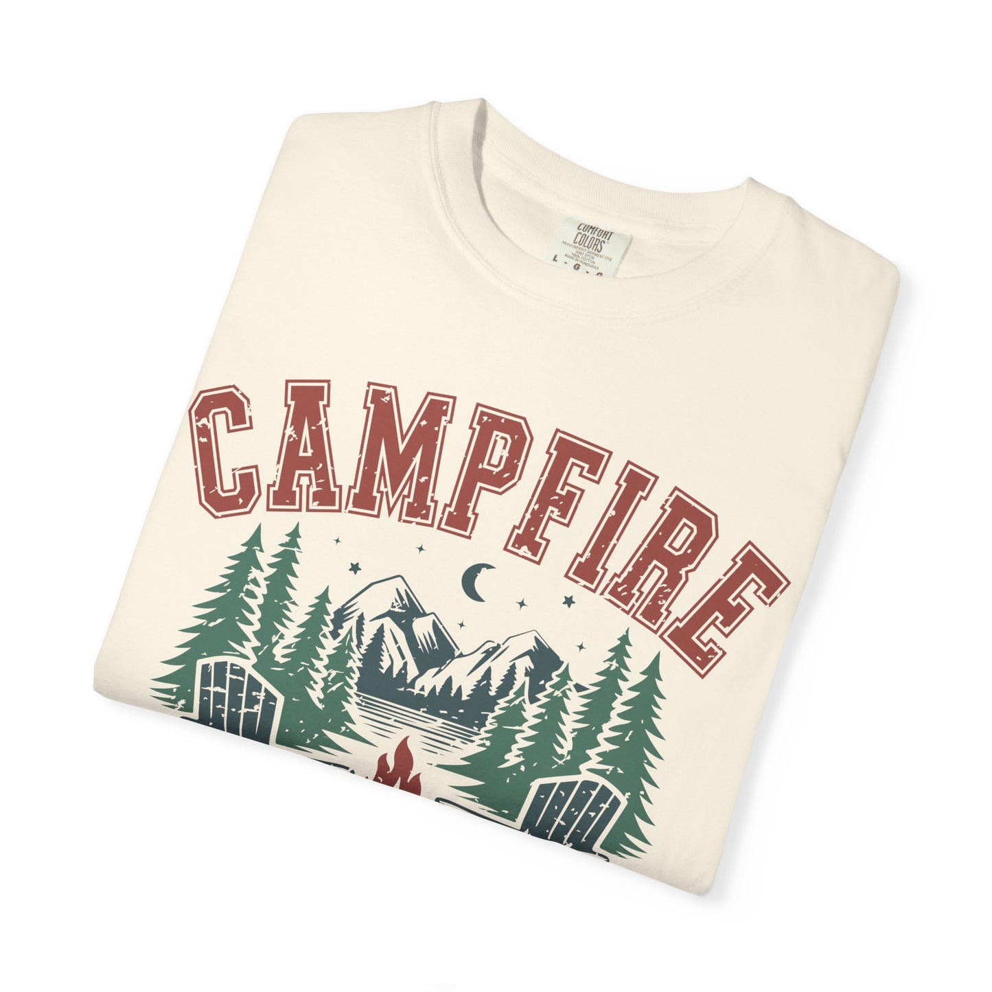 Campfire Social Club T-Shirt — Rustic Outdoor Camping Tee (Fire • Friends • Fun)