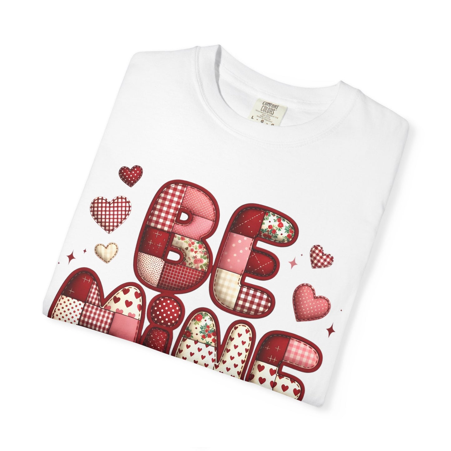 Be Mine Valentine T-Shirt — Cute Heart Patchwork Graphic