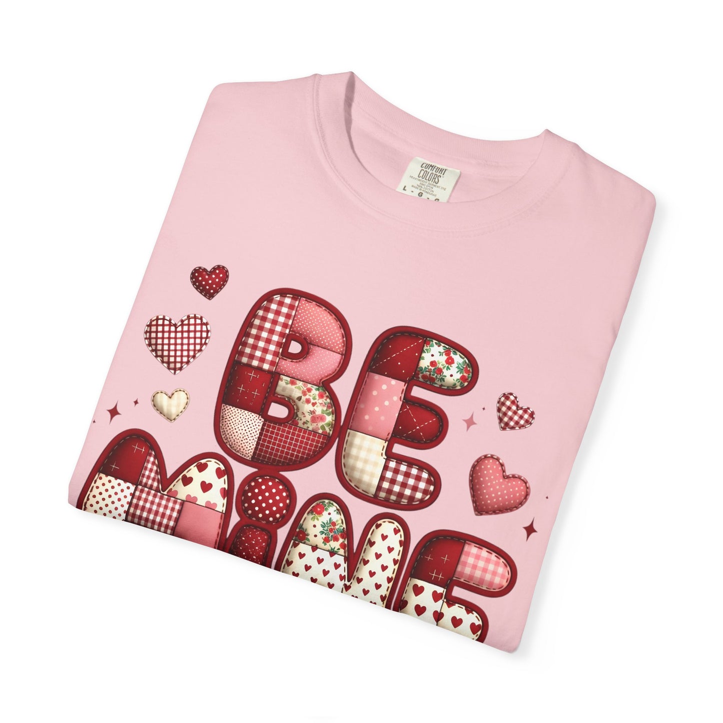 Be Mine Valentine T-Shirt — Cute Heart Patchwork Graphic