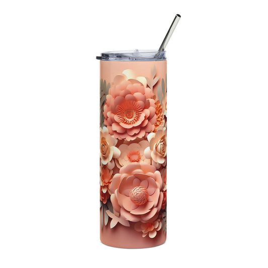 Floral Stainless Steel Tumbler, 20oz, Insulated Travel Cup, Gift for Her, Spring/Summer, Engaging Floral Design, Eco-Friendly Drinkware