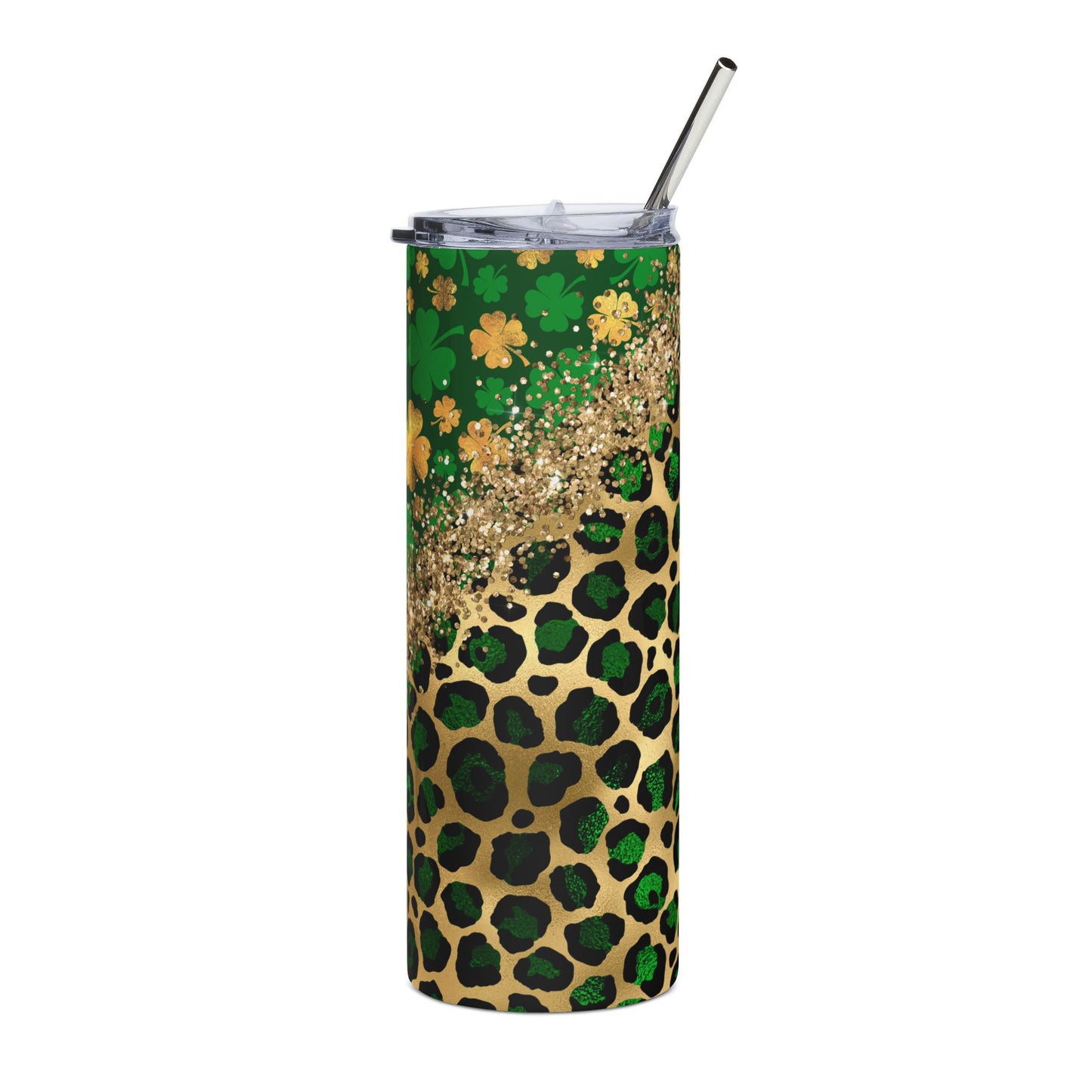 Stainless Steel Tumbler with Shamrocks and Leopard Print, 20oz Travel Mug, St. Patrick's Day Gift, Eco-Friendly Drinkware, Trendy [...]