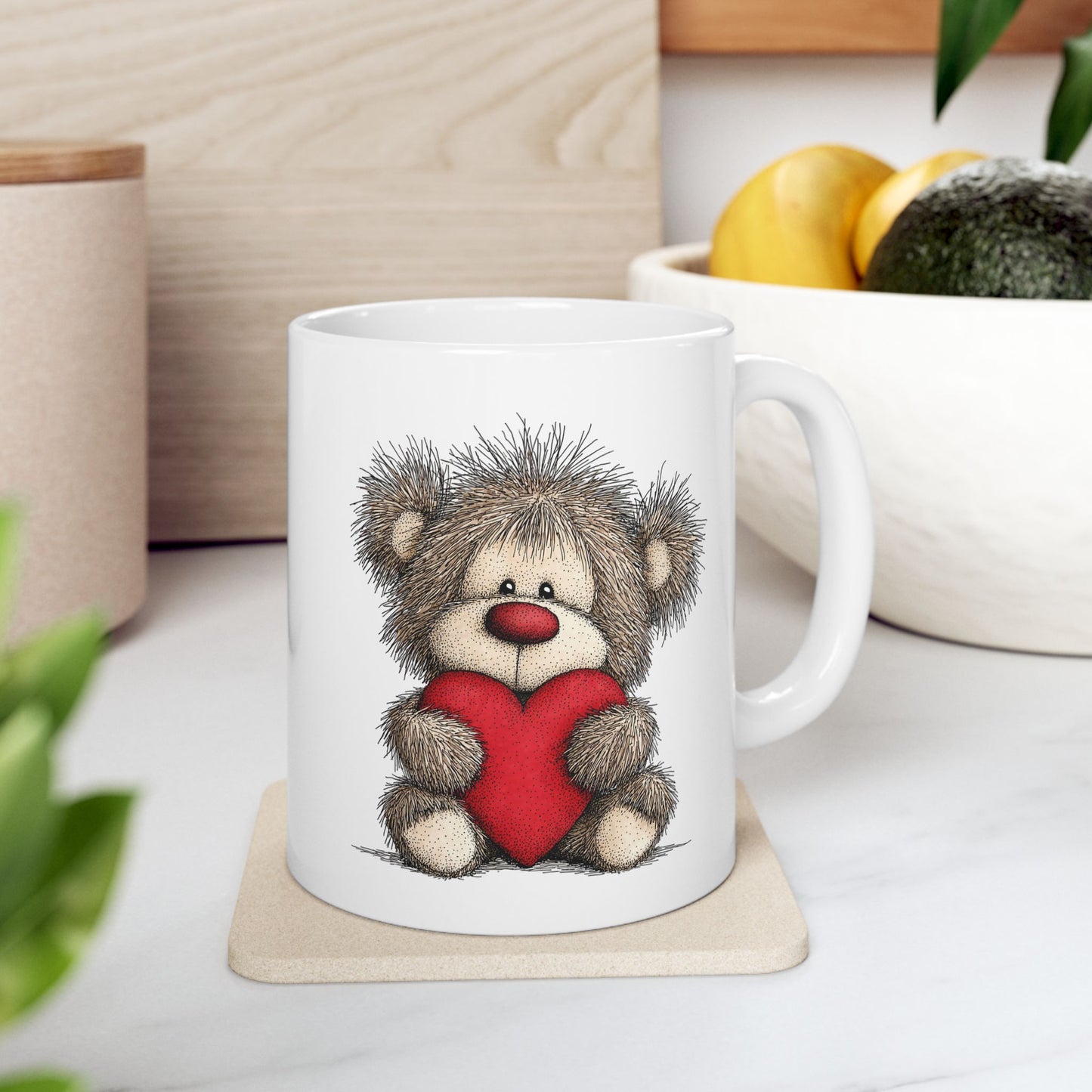 Hedgehog Heart Ceramic Mug — Cute Animal Coffee Cup (11oz & 15oz)