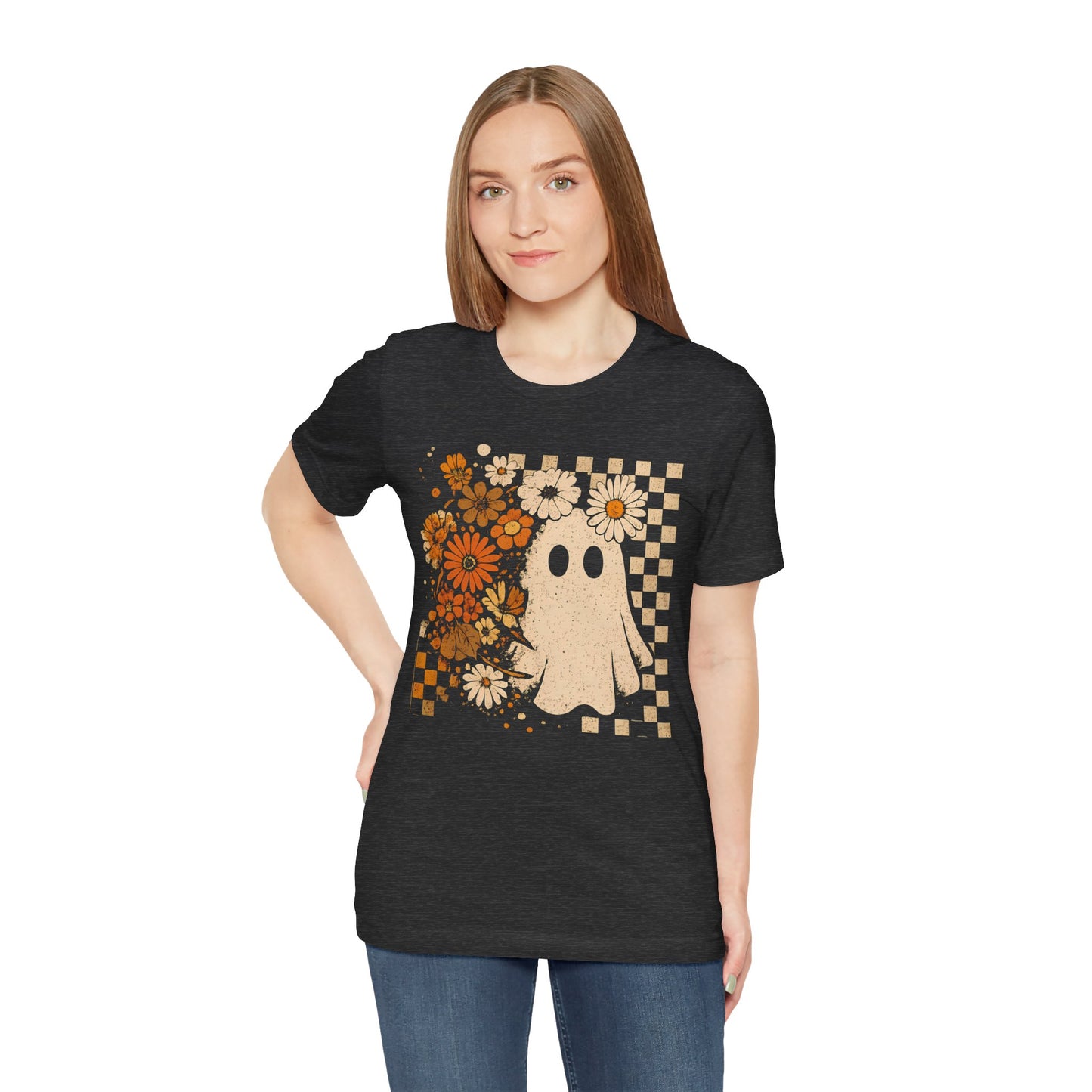 Ghostly Floral Tee - Unisex Jersey Short Sleeve T-Shirt, Halloween Shirt, Fall Apparel, Casual Wear, Gift for Him/Her