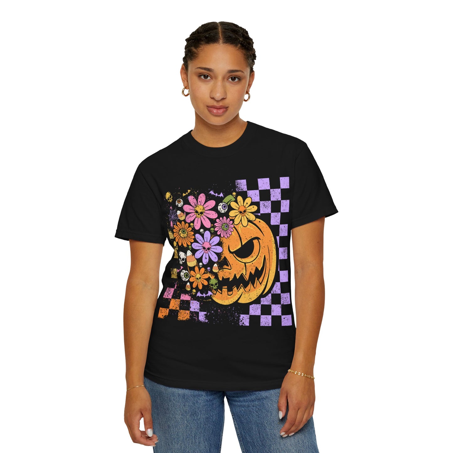 Festive Halloween T-Shirt, Vintage Spooky Tee, Fall Floral Design, Unisex Ghost Shirt, Halloween Party Wear, Autumn Gift