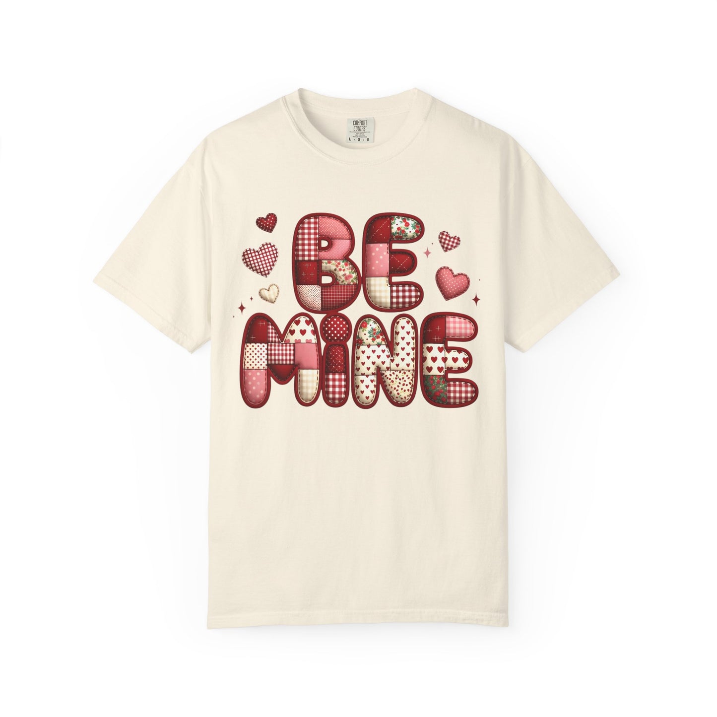 Be Mine Valentine T-Shirt — Cute Heart Patchwork Graphic