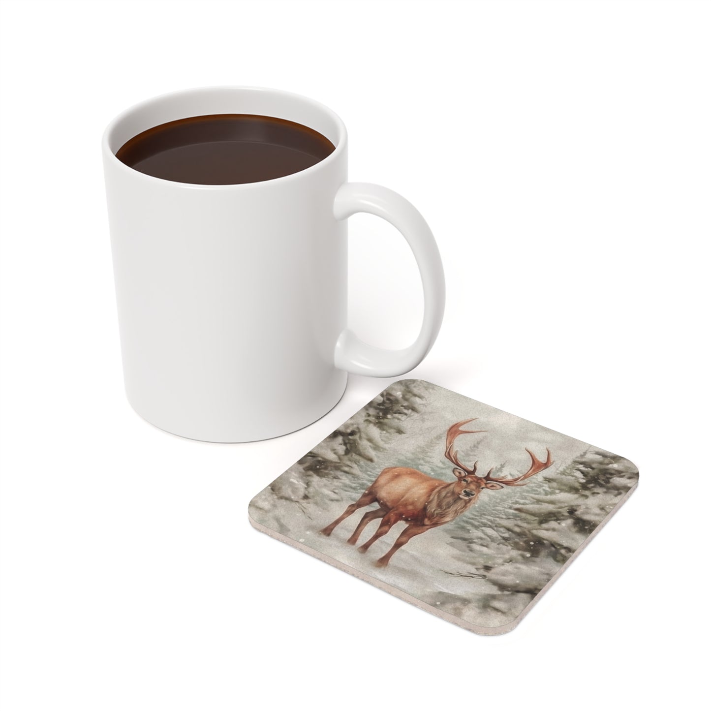 Winter Deer - Corkwood Coaster Set