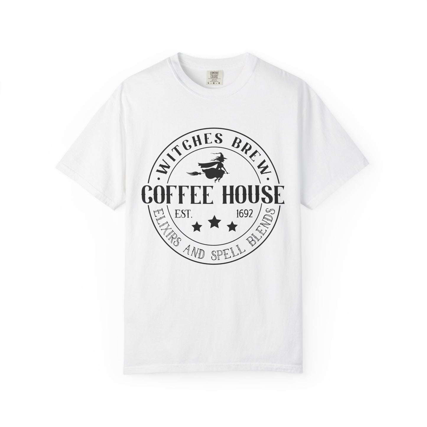 Witches Brew Coffee House Tee, Unisex Short Sleeve Shirt, Coffee Lover Gift, Halloween Apparel, Witchy T-Shirt, Casual Wear