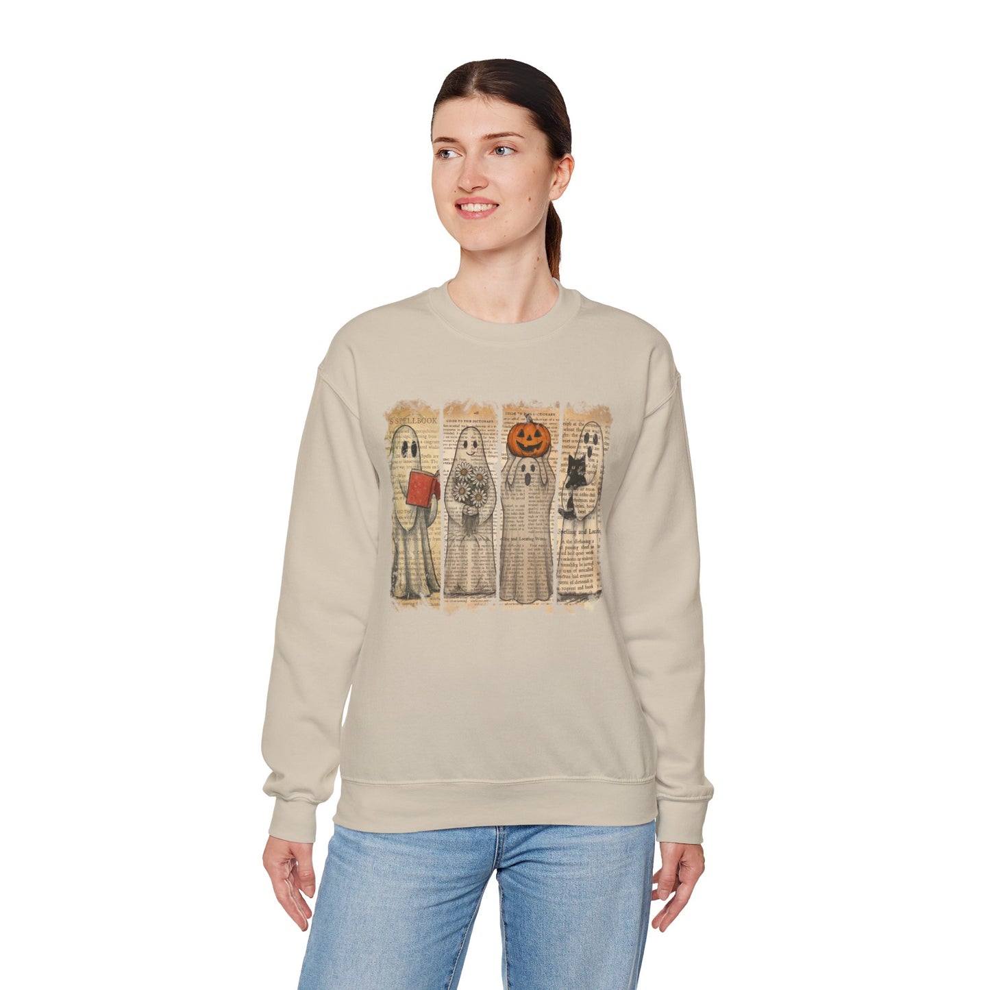Halloween-Themed Unisex Crewneck Sweatshirt, Spooky Fall Sweatshirt, Cozy Fall Fashion, Ghosts and Pumpkins Sweatshirt, Halloween [...]