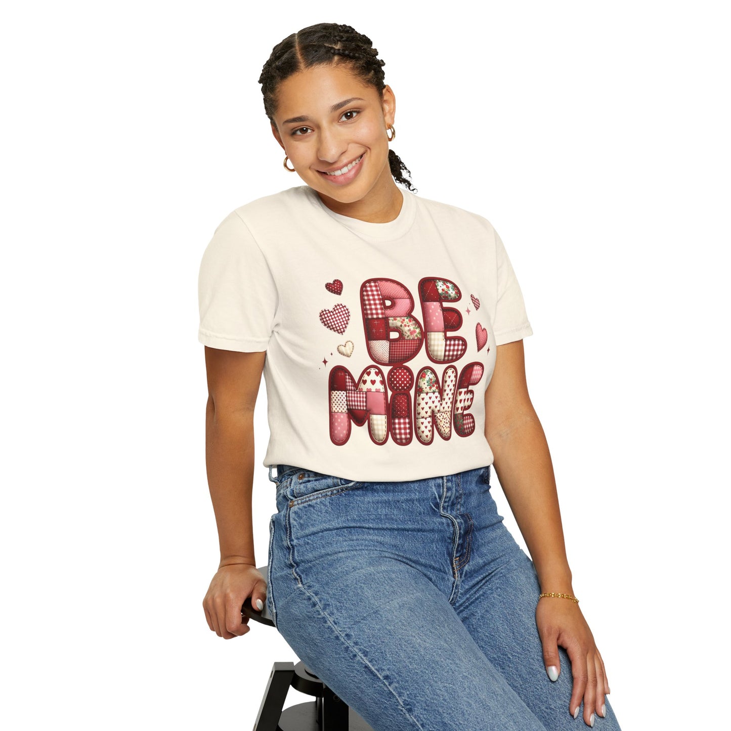 Be Mine Valentine T-Shirt — Cute Heart Patchwork Graphic
