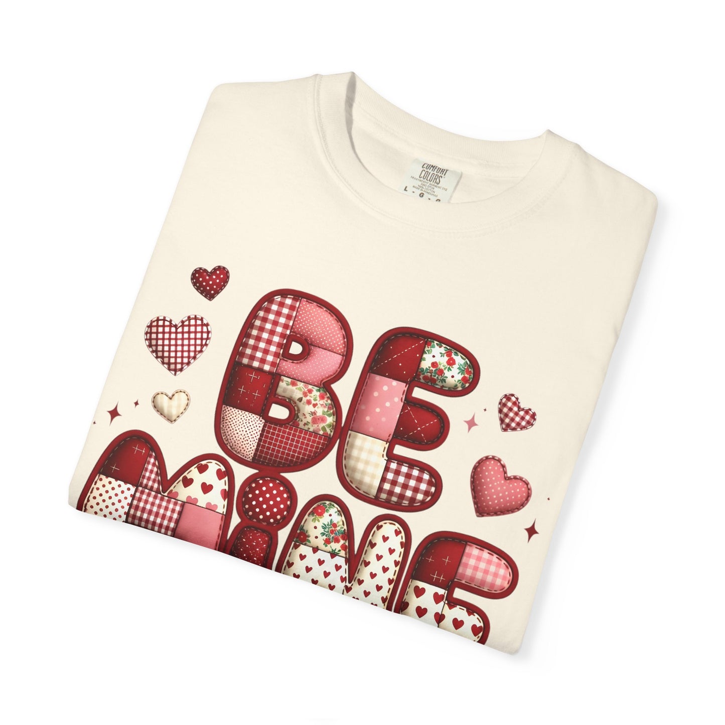 Be Mine Valentine T-Shirt — Cute Heart Patchwork Graphic