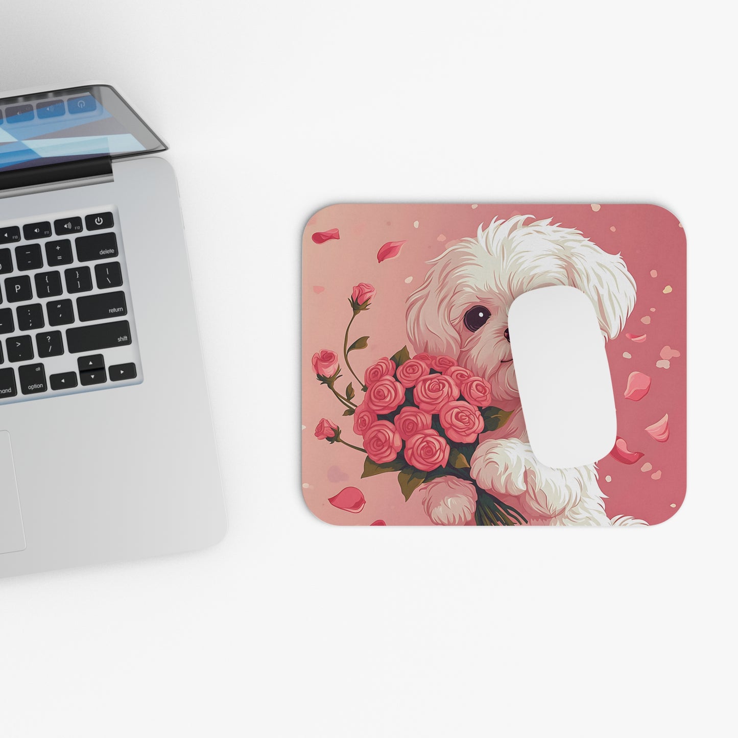 Maltese with Roses - Mouse Pad