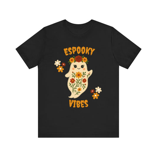 Espooky Vibes Tee, Unisex Short Sleeve Shirt, Halloween Shirt, Ghosty Graphic Tee, Cute Fall T-Shirt, Festival Wear, Casual Day Out