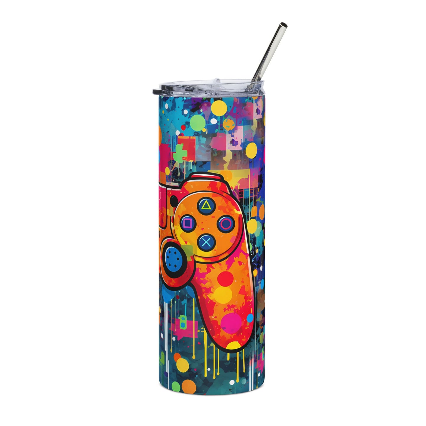 Colorful Gamer Stainless Steel Tumbler, 20oz – Perfect for Gaming Nights, Travel Mugs, Vibrant Drinkware, Gifts for Gamers, Fun Party [...]