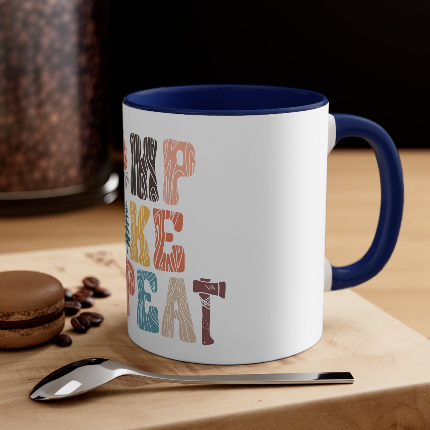 Camp Hike Repeat - Accent Coffee Mug, 11oz