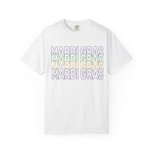 Mardi Gras Unisex Garment-Dyed Tee, Festive Shirt for Parties, Spring Celebrations, Casual Wear, Unique Gift Idea, Festival Fashion
