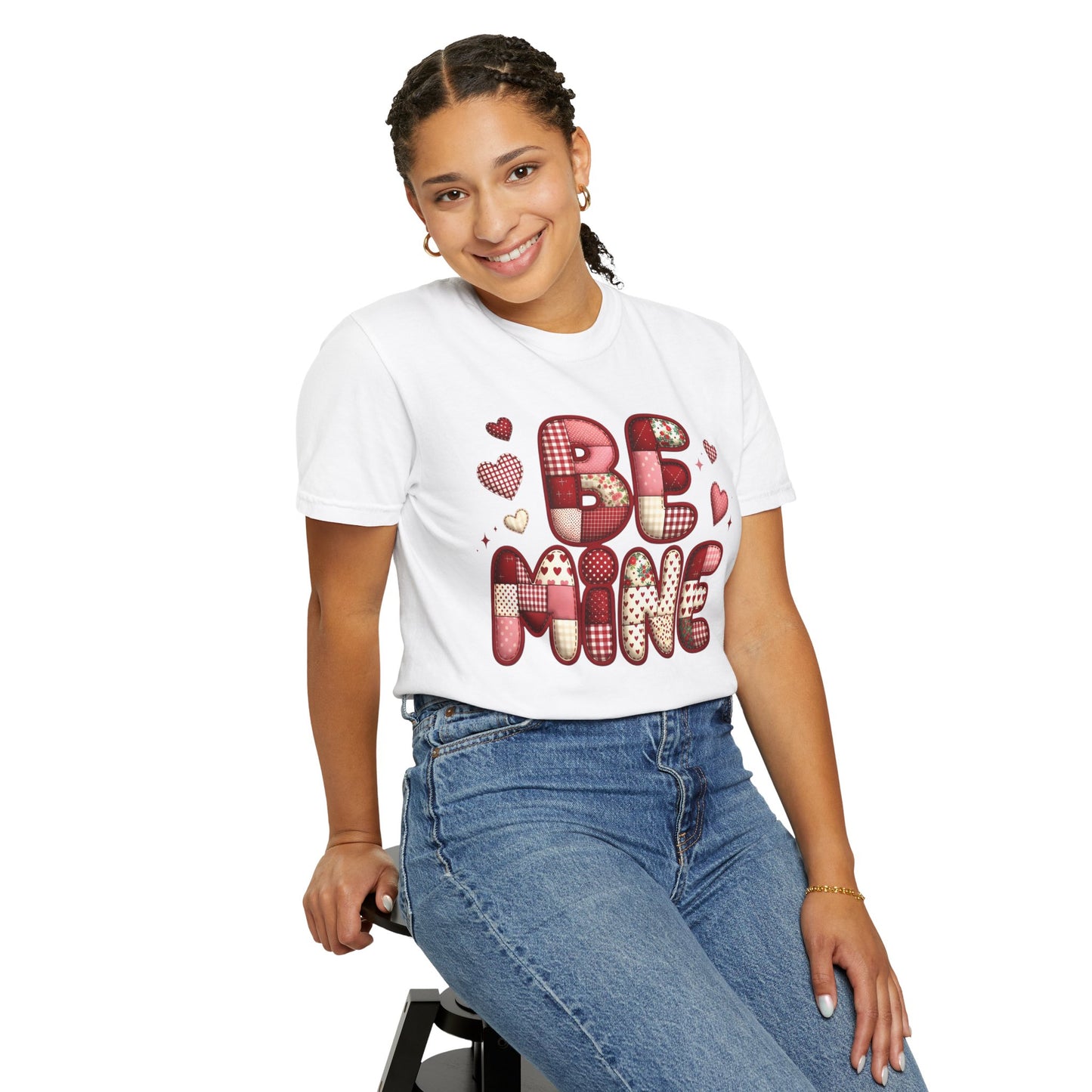 Be Mine Valentine T-Shirt — Cute Heart Patchwork Graphic