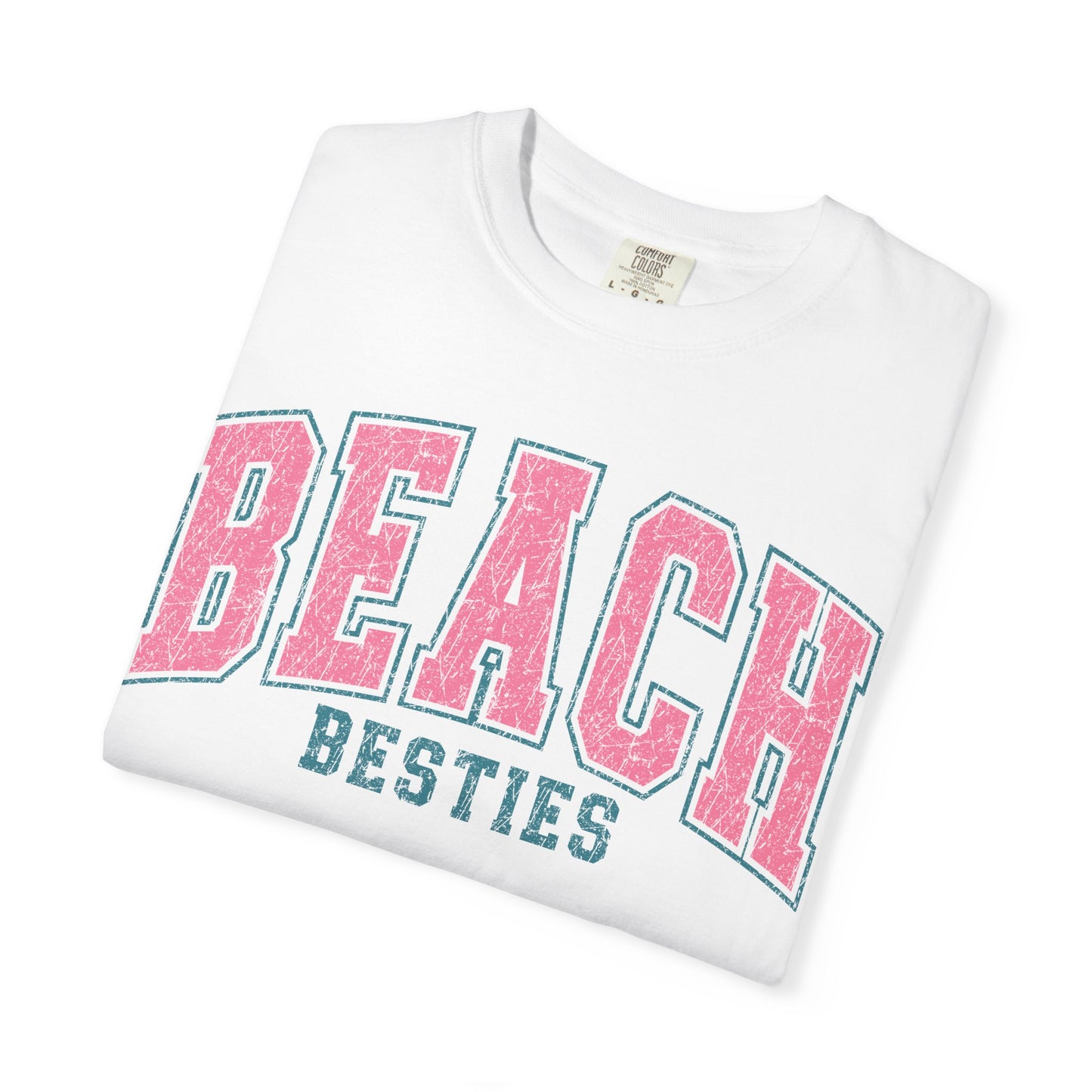 Beach Besties T-Shirt – Retro Pink Collegiate Summer Tee