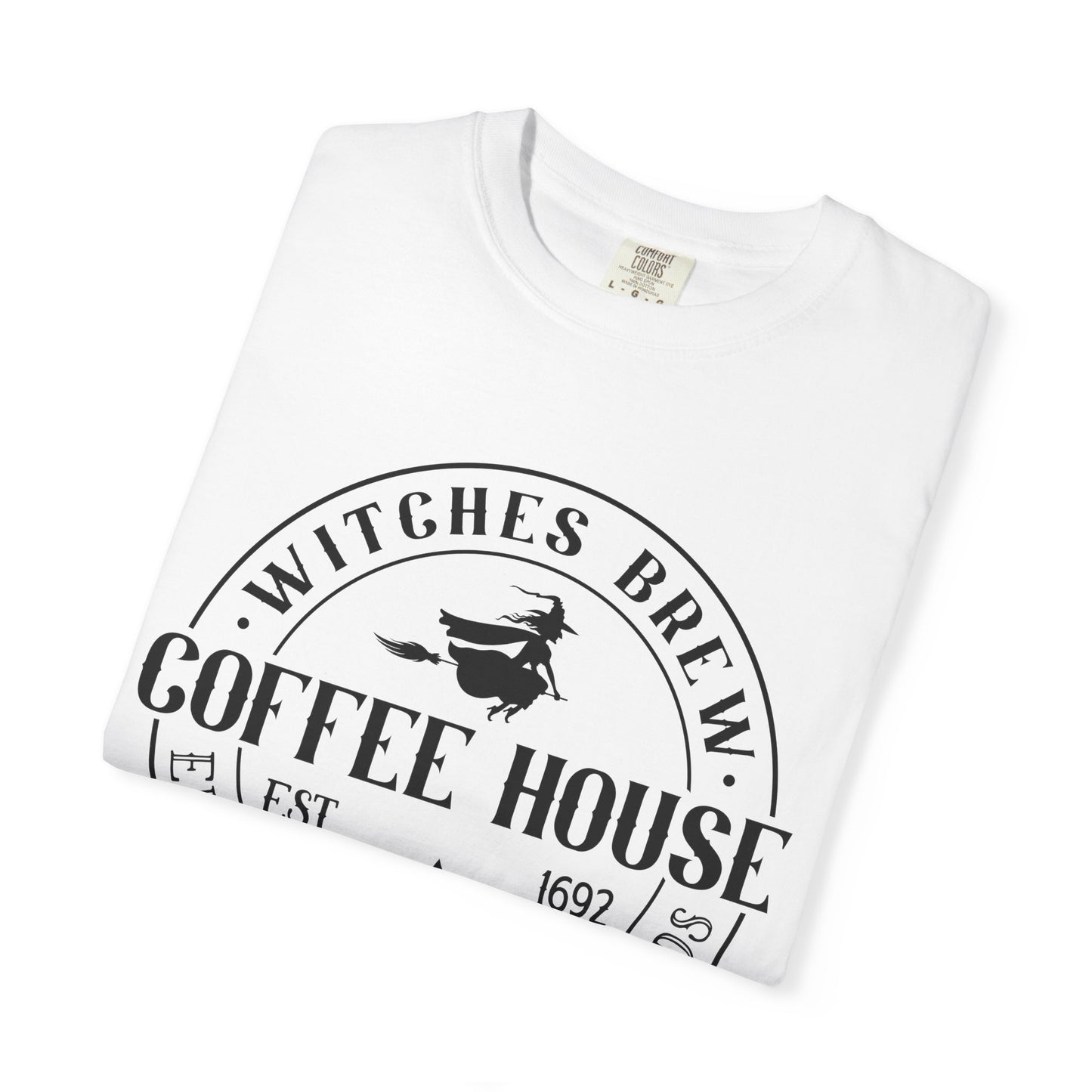 Witches Brew Coffee House Tee, Unisex Short Sleeve Shirt, Coffee Lover Gift, Halloween Apparel, Witchy T-Shirt, Casual Wear