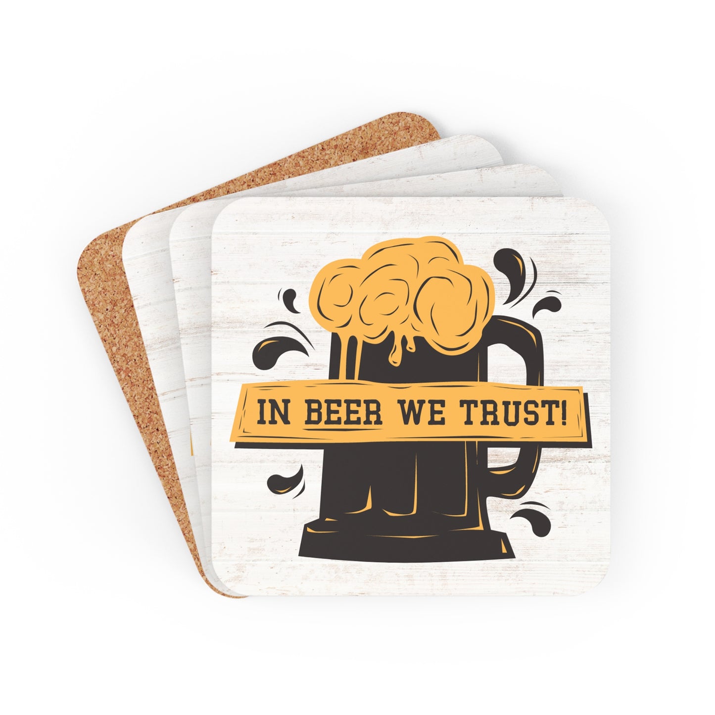 In Beer We Trust - Corkwood Coaster Set