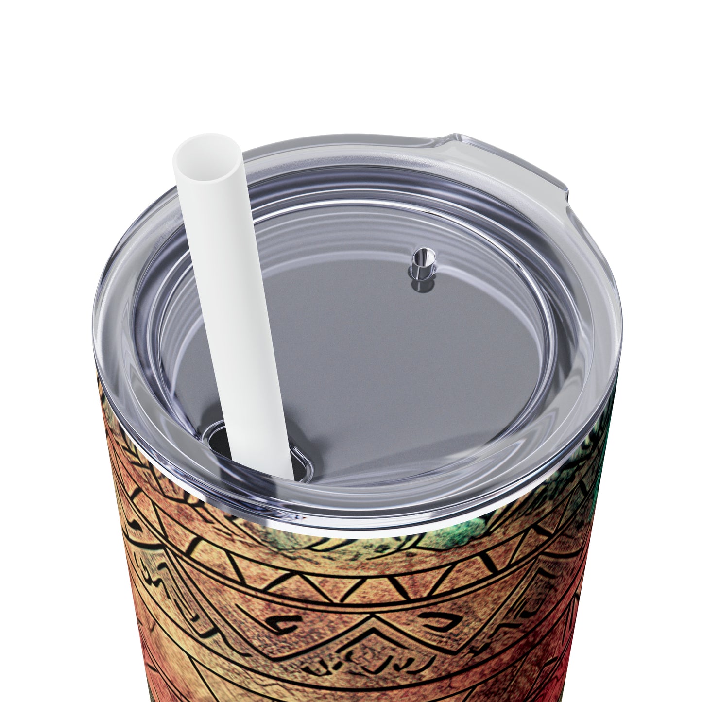Teal Abstract - Skinny Tumbler with Straw, 20oz