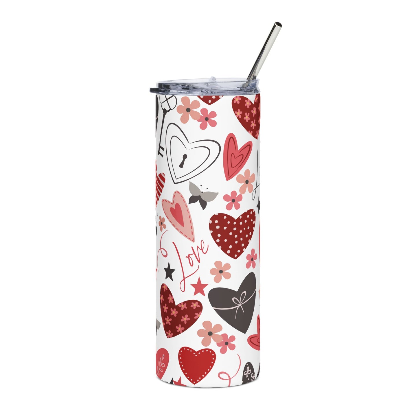 Valentine's Day Heart Stainless Steel Tumbler, 20oz | Love Themed Travel Mug | Gift for Him or Her | Couples Tumbler | Holiday Drinkware