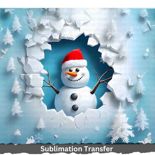 3D Snowman - 20 oz Sublimation Transfer Sheet