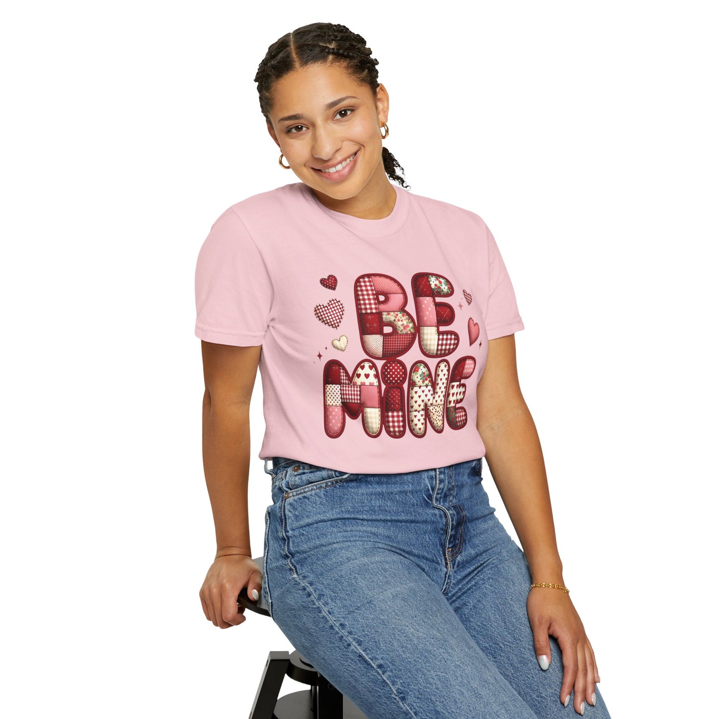 Be Mine Valentine T-Shirt — Cute Heart Patchwork Graphic