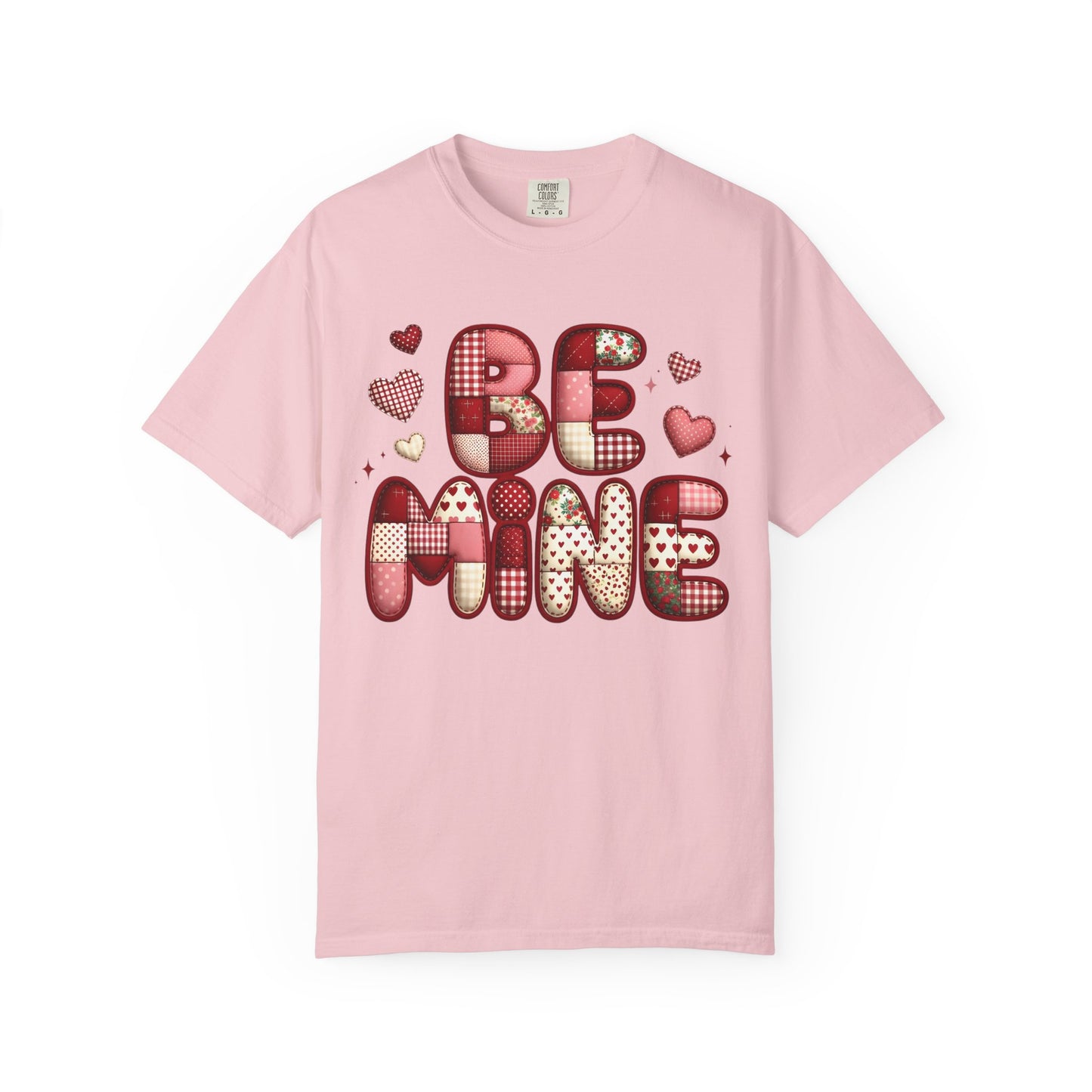 Be Mine Valentine T-Shirt — Cute Heart Patchwork Graphic