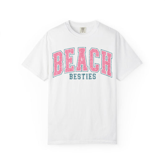 Beach Besties T-Shirt – Retro Pink Collegiate Summer Tee
