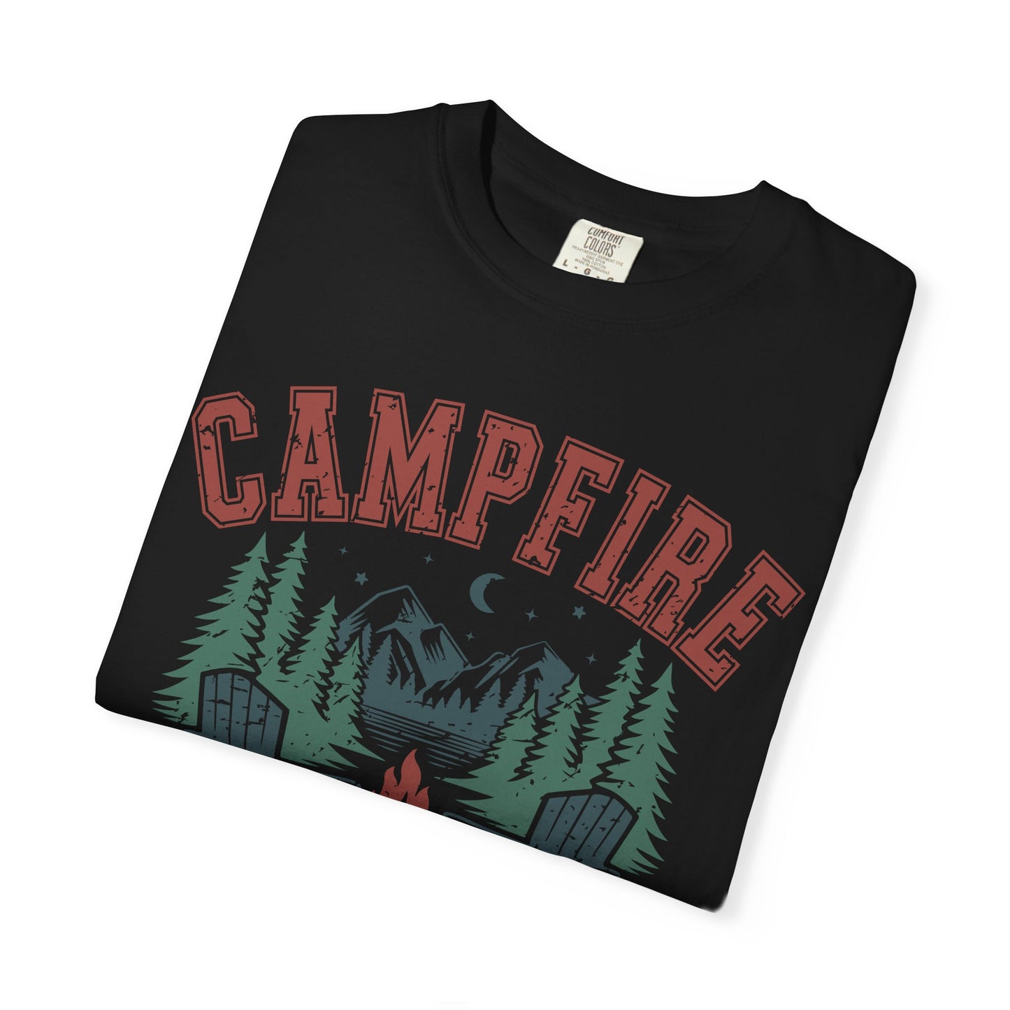 Campfire Social Club T-Shirt — Rustic Outdoor Camping Tee (Fire • Friends • Fun)