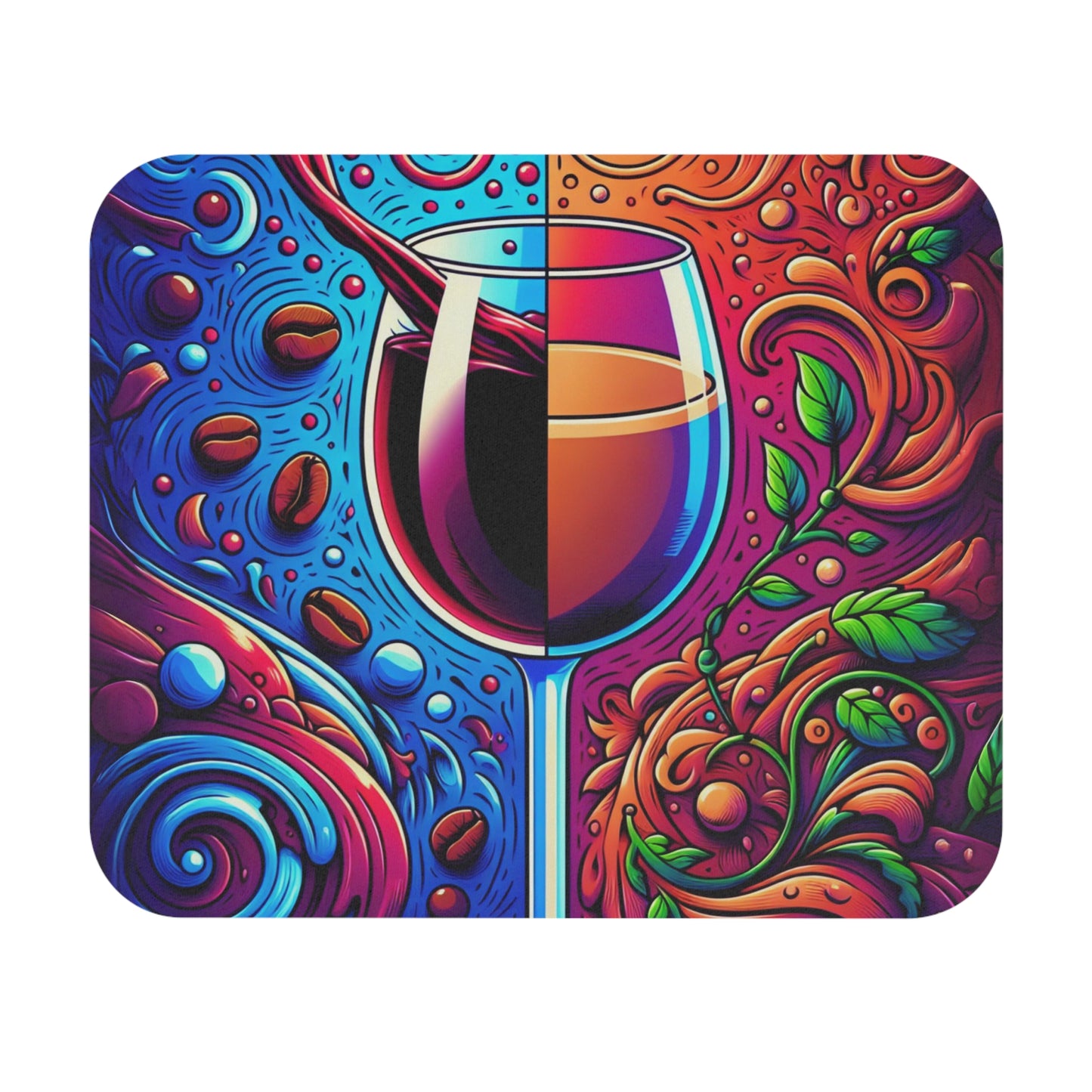 Mouse Pad - Coffee and Wine Pour Design