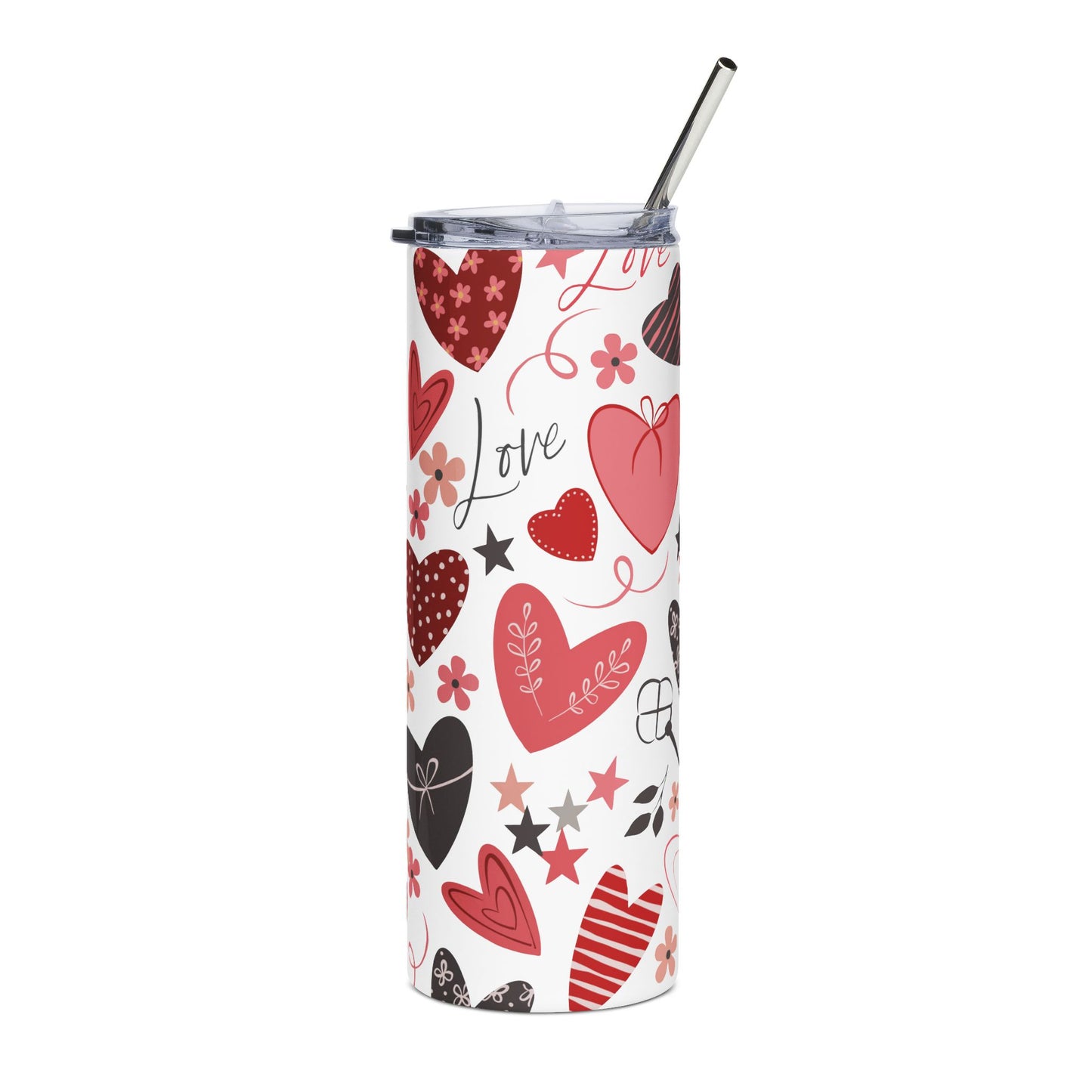 Valentine's Day Heart Stainless Steel Tumbler, 20oz | Love Themed Travel Mug | Gift for Him or Her | Couples Tumbler | Holiday Drinkware