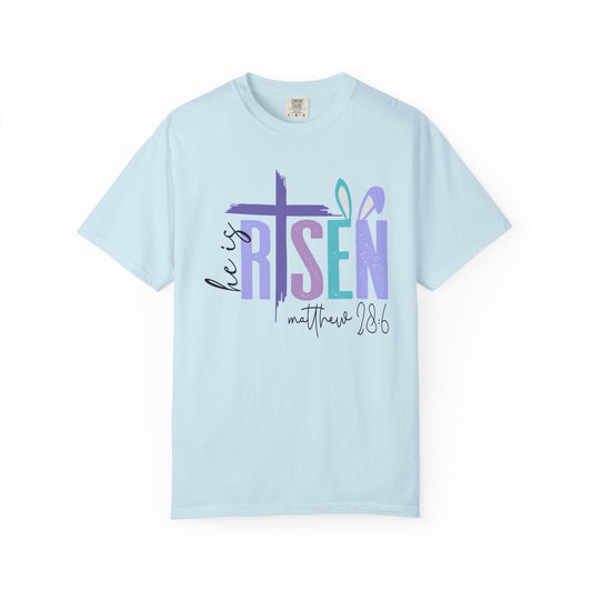 He is Risen Unisex Jersey Short Sleeve Tee - Easter Faith Shirt