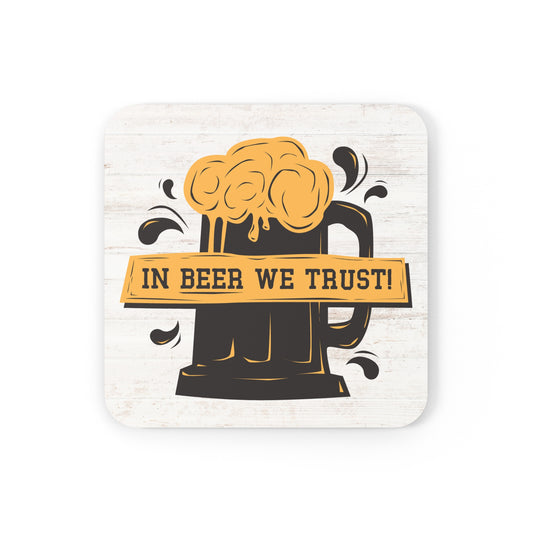 In Beer We Trust - Corkwood Coaster Set