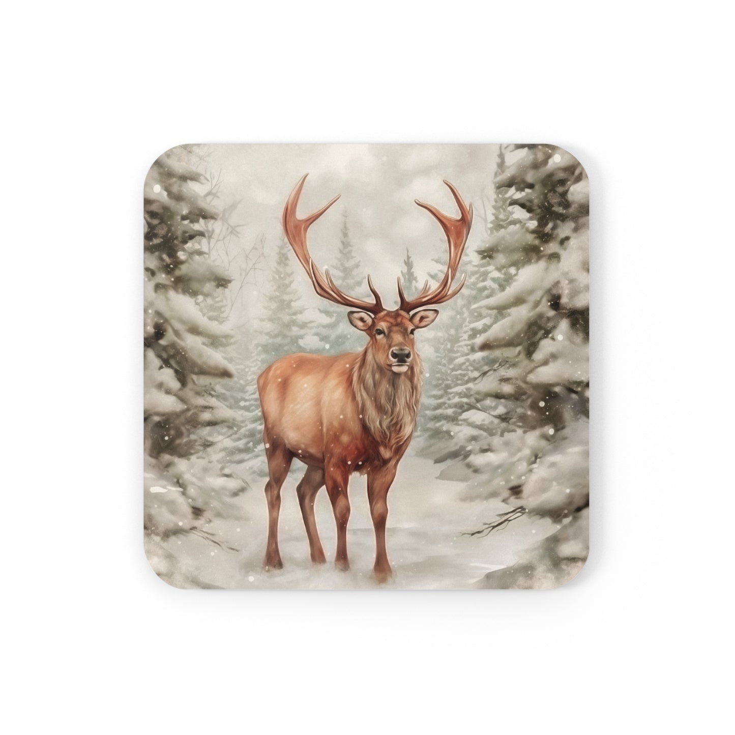 Winter Deer - Corkwood Coaster Set